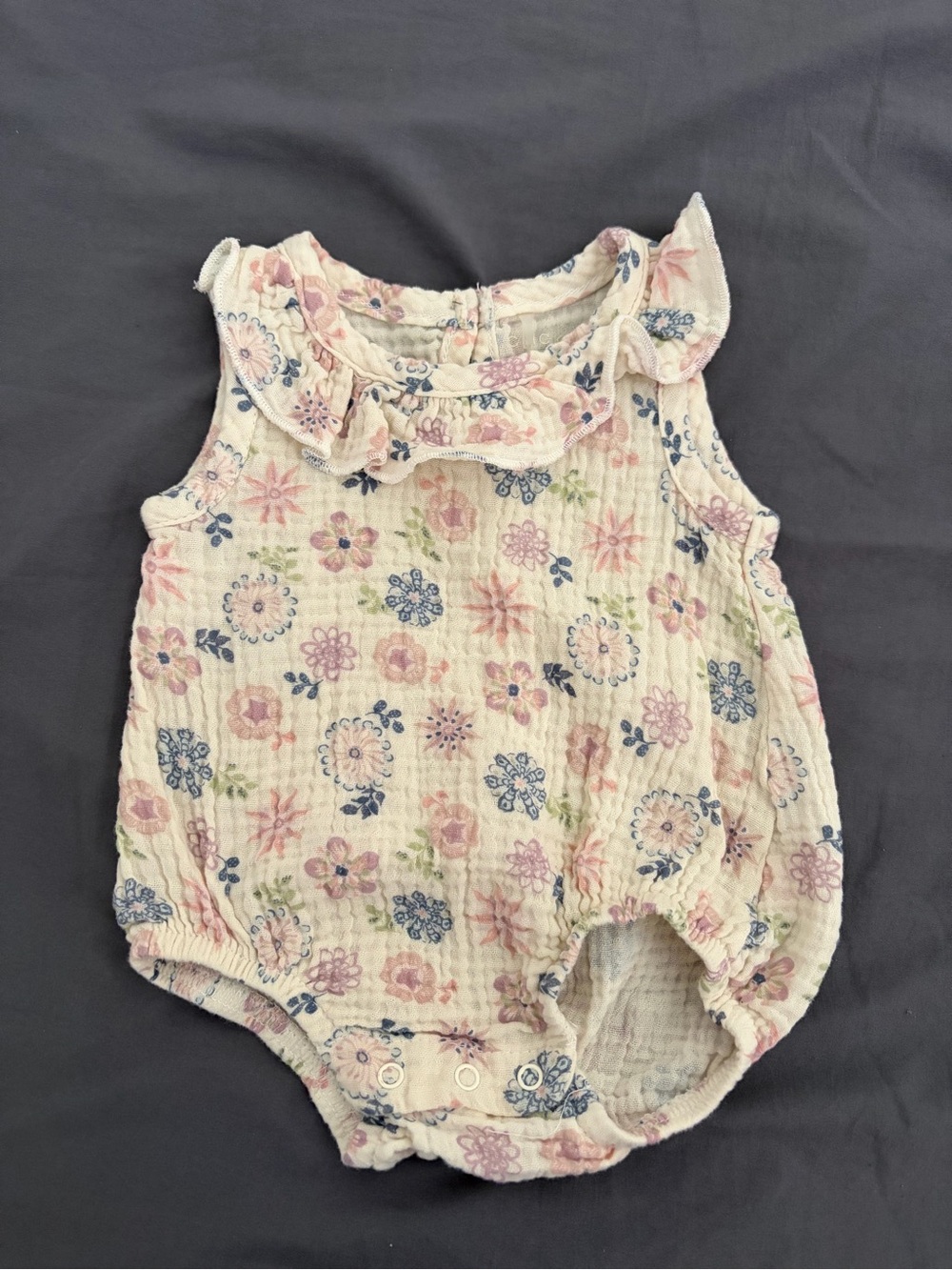 chick pea Cream Floral Ruffle Baby One-Piece Bodysuit